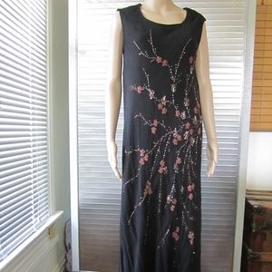 Dress Barn Floral Beaded Dress S 8-10